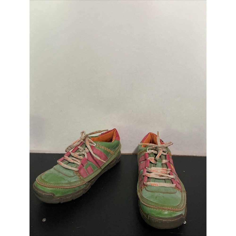 TMA EYES Mens Green Leather Shoes Patchwork Casual Sneakers Size 10
